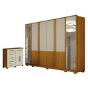 Ver imagem 1 de Guarda Roupa Casal Urban 6 Portas com Espelho com Cômoda São Paulo 6 Gavetas 2 Portas Cinamomo Off