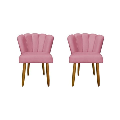 Kit 02 Cadeiras para Mesa de Jantar Flor Pés Palito Balaqui Decor Rosa