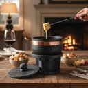 Ver imagem 2 de Conjunto Fondue Queijo/Chocolate Panela Pedra Sabão 500 ml + 4 Garfinhos