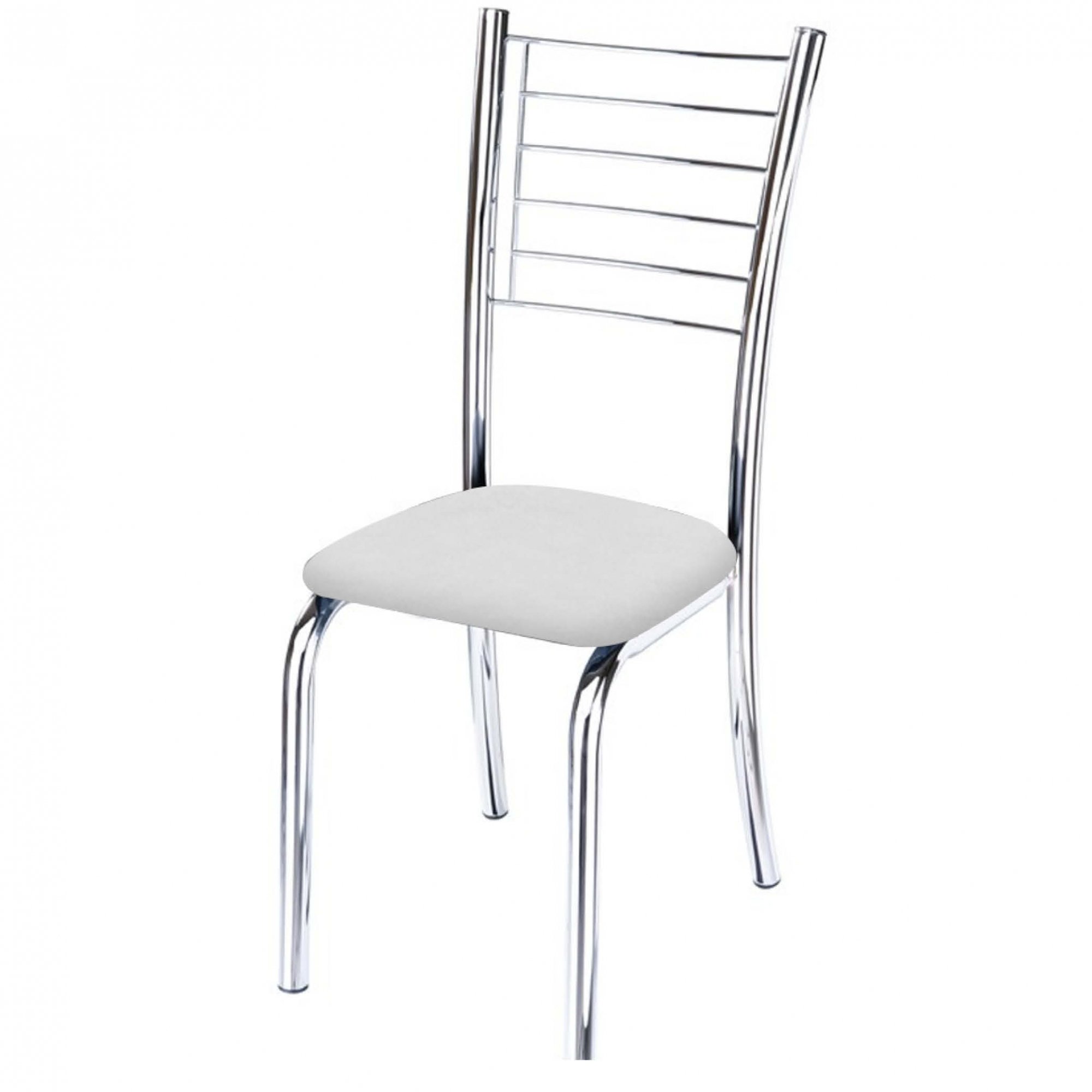 Kit 4 cadeiras Lara cromada para cozinha-Corino branco-Gat Magazine - 3