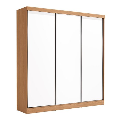 Guarda Roupas Casal 3 Portas de Correr 3 Gavetas Kappesberg Tapajós/branco 208cm