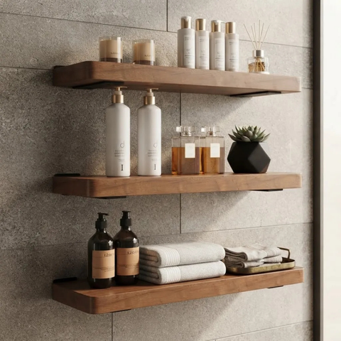 3 Suportes de Parede Mão Francesa Design Largo Moderno 20cm p/ Prateleira Aço Resistente Preto