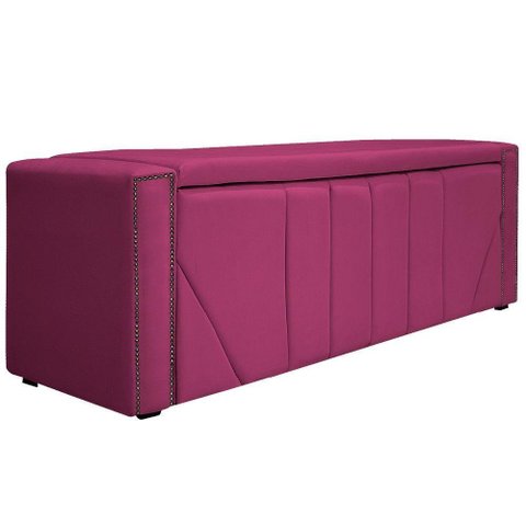 Calçadeira Baú Solteiro 90 Cm Para Cama Box Suede Pink