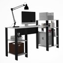 Ver imagem 2 de Mesa Escrivaninha Home Office Branco com Prateleiras para Objetos - Pleno