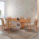 Ver imagem 2 de Mesa Ellis 180cm Tampo Laminado Canto Barril com 6 Cadeiras Munique