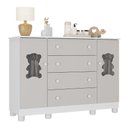 Ver imagem 2 de Cômoda Infantil 125cm 2 Portas com Vidro e 4 Gavetas Fofura Multimóveis Mp4485 Branco/off White
