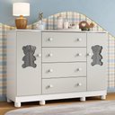 Ver imagem 1 de Cômoda Infantil 125cm 2 Portas com Vidro e 4 Gavetas Fofura Multimóveis Mp4485 Branco/off White