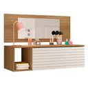 Ver imagem 1 de Penteadeira Mesa de Maquiagem Joy Suspensa 01 Gaveta com Espelho Nature Branco - Abmaza