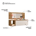 Ver imagem 5 de Penteadeira Mesa de Maquiagem Joy Suspensa 01 Gaveta com Espelho Nature Branco - Abmaza