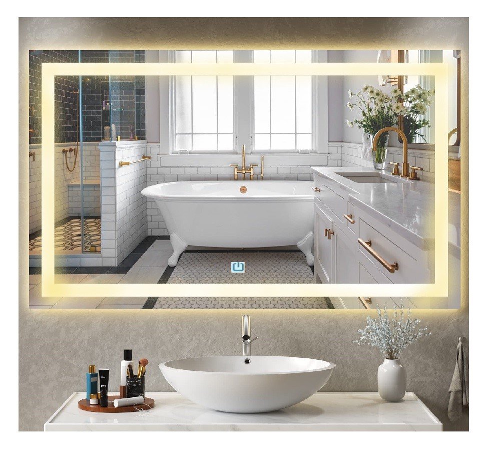 Ver imagem 3 de Espelho Jateado Iluminado com Led Quente e Touch 130x100cm Horizontal