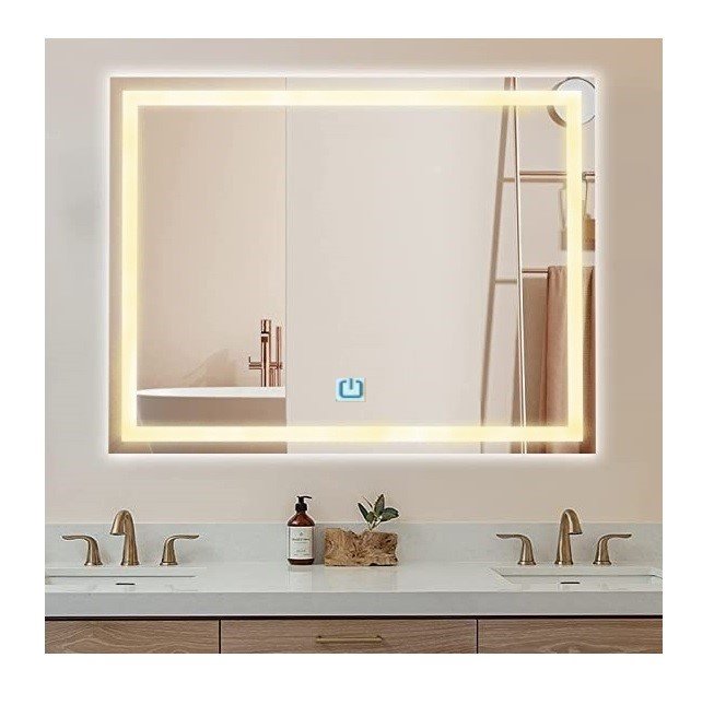 Ver imagem 2 de Espelho Jateado Iluminado com Led Quente e Touch 130x100cm Horizontal