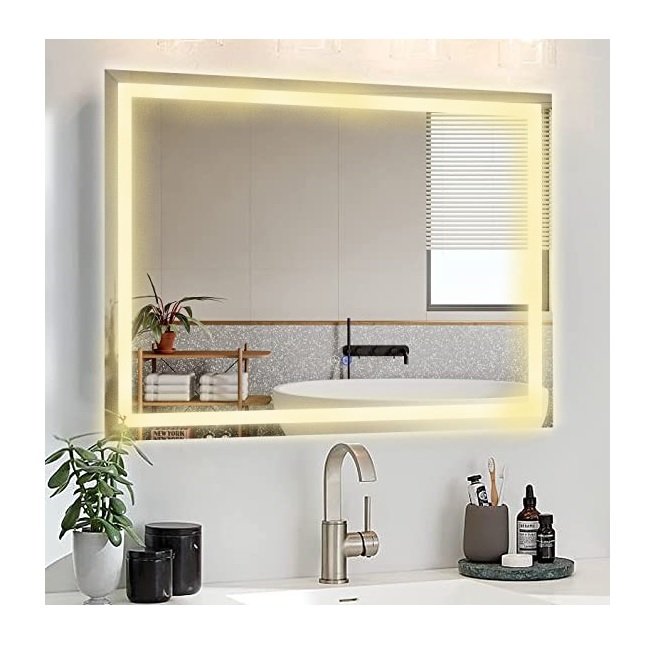 Ver imagem 4 de Espelho Jateado Iluminado com Led Quente e Touch 130x100cm Horizontal