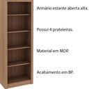 Ver imagem 3 de Armário Estante Alto para Escritório Home Office ME4104 MDP Amendoa - Gran Belo