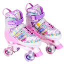 Ver imagem 1 de Patins Feminino Roller Infantil Rosa Borboleta Kit Proteção Unitoys Tam 30-33