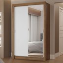 Ver imagem 1 de Guarda-roupa Solteiro 2 Portas de Correr com Espelho 2 Gavetas Rustic/branco Vivare Madesa