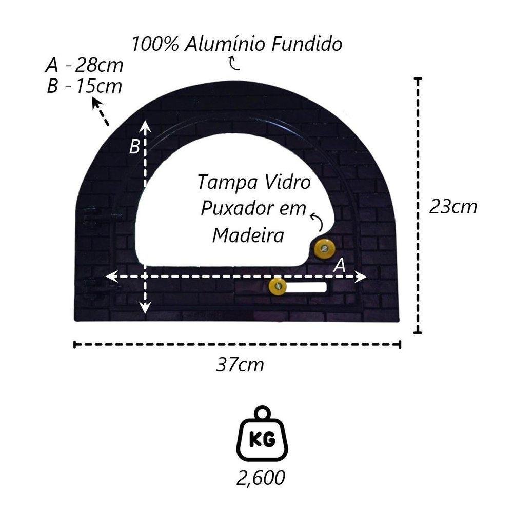 Porta de Forno Americana Vidro Fogão a Lenha Iglu P 37x23cm - 2