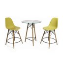 Ver imagem 6 de Mesa Bistrô Eames Eiffel Vidro com 2 Banquetas Amarelas de Madeira