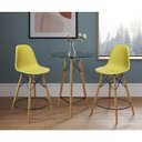 Ver imagem 1 de Mesa Bistrô Eames Eiffel Vidro com 2 Banquetas Amarelas de Madeira