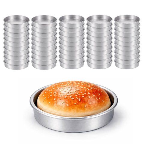 50 Formas para Pão de Hambúrguer 11,5x2,5cm Alumínio Durável para Forno