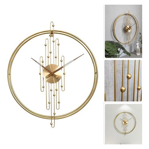 Relógio De Parede 3d Dourado Metal Design Europeu 50cm