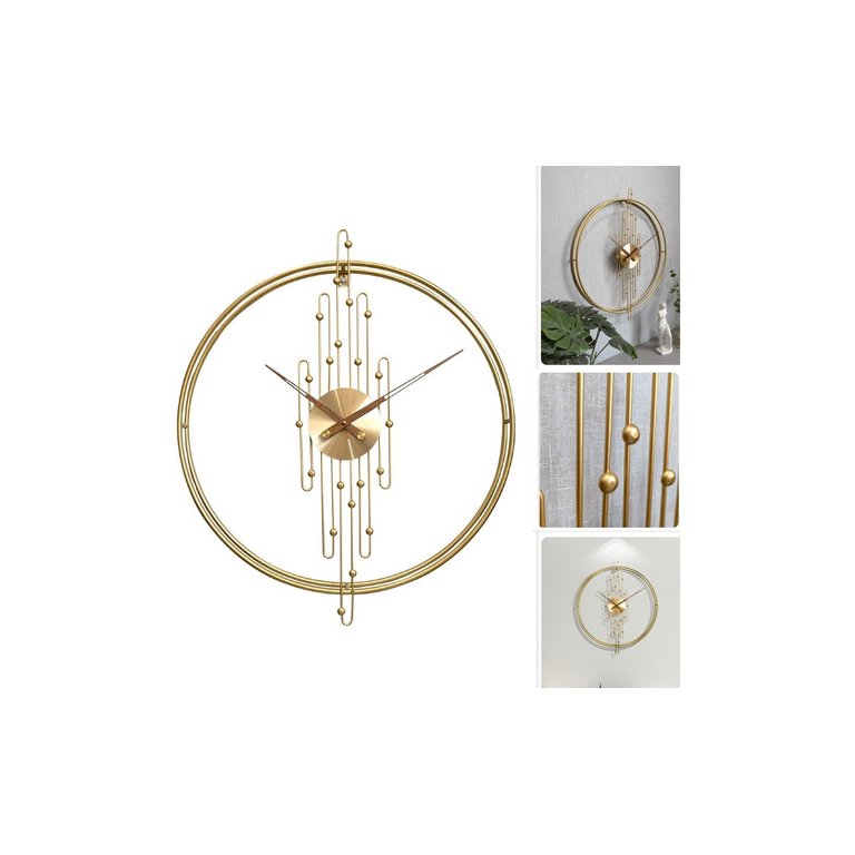 Relógio De Parede 3d Dourado Metal Design Europeu 50cm