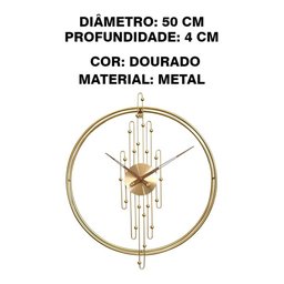 Relógio De Parede 3d Dourado Metal Design Europeu 50cm - 8