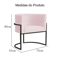 Poltrona Decorativa Luana Base Preta Suede Cores - DS Estofados Poltrona Luana Rosa Bebê - 7