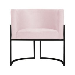 Poltrona Decorativa Luana Base Preta Suede Cores - DS Estofados Poltrona Luana Rosa Bebê - 2