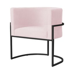 Poltrona Decorativa Luana Base Preta Suede Cores - DS Estofados Poltrona Luana Rosa Bebê - 3