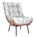 Ver imagem 1 de Poltrona Costela Esqueleto Sala Quarto Recepção Escritório Base Fixa Corino Branco