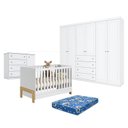 Ver imagem 1 de Quarto de Bebê Americano 6 Portas com Berço Americano Mini Cama Fantasia Branco Acetinado – Qmovi - 
