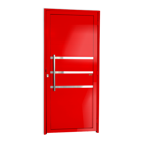Porta Alumínio Lambril c/Friso c/Puxador e.Vermelho 90 Brimak