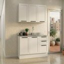 Ver imagem 1 de Cozinha Compacta Modulada Americana 5 Portas 3 Gavetas com Rodapé e sem Tampo MDF Grazi Branco