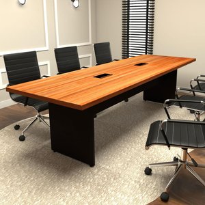 Mesa de Reunião Escritório 2,50m Freijó com Preto 100% Mdf Cor:freijó com Preto