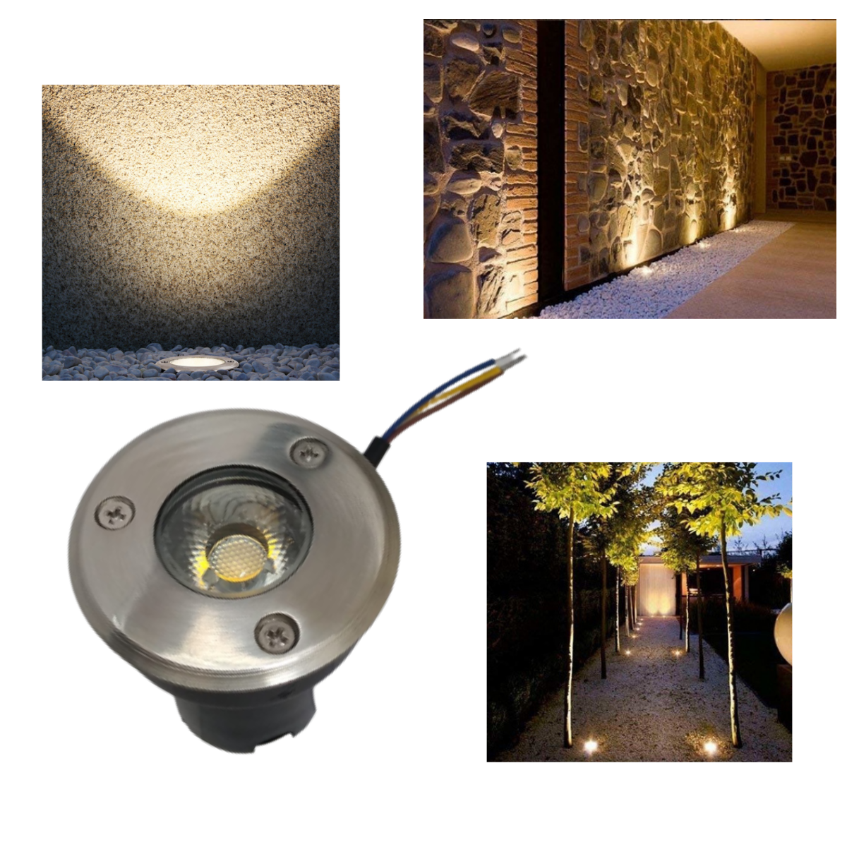 Balizador Led Cob 3W Bivolt Spot De Embutir Em Piso Chão Gramado Escada Jardim Luz Branco Quente Uso