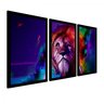 Quadro com Moldura Adesivo Fosco 129x60cm M3 Leão Colorido Armazém Ubá Quadro Moldura Simples Leão C - 3