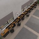 Ver imagem 1 de Conjunto de Escritório Smart 8 Livreiro 1 Buffet e 9 Mesas 90cm - Preto e Cedro