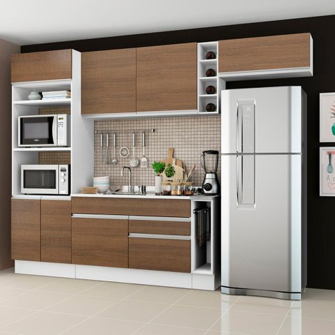 Armário de Cozinha Completa 290cm Branco/Rustic Safira Madesa 04