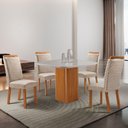 Ver imagem 1 de Mesa de Jantar Eloise 4 Lugares Quadrada MDF 90cm Off White Moderna