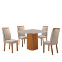 Ver imagem 5 de Mesa de Jantar Eloise 4 Lugares Quadrada MDF 90cm Off White Moderna