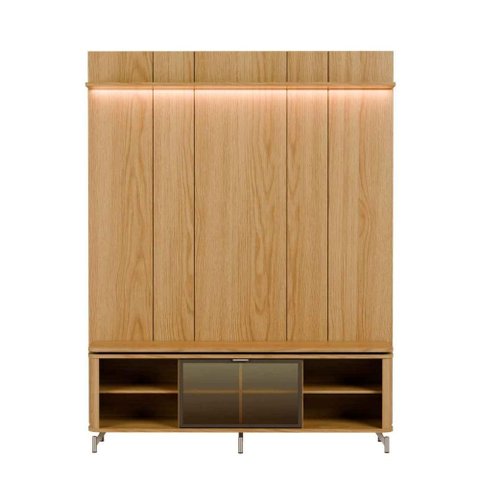 Rack com Painel para TV até 85" 1 Prateleira 1 Porta Vidro Reflecta e LED Lincoln Float 178cm –