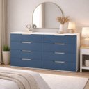 Ver imagem 1 de Cômoda para Quarto 8 Gavetas 150cm Madri Azul/Branco