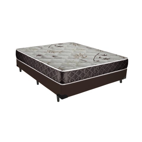 Cama Box Casal Colchão Aylla Espuma D33 NK Camas + Box Sintético 58x138x188 Cor:Marrom