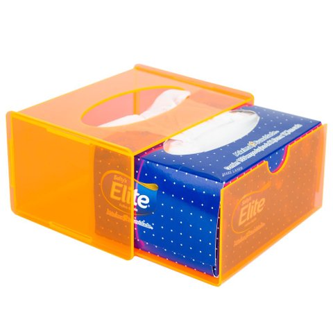 Porta Lenço Gaveta Médio Acrílico Laranja Neon