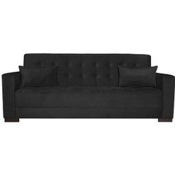Sofá Cama 3 Lugares Jobim Suede - Doce Sonho Móveis SOFÁ CAMA SOFÁ 3 LUGARES Preto - 6