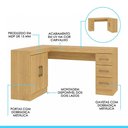 Ver imagem 5 de Mesa Escrivaninha de Canto Home Office Moderno 3 Gavetas 120cm Carvalho Menu Móveis
