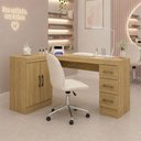 Ver imagem 2 de Mesa Escrivaninha de Canto Home Office Moderno 3 Gavetas 120cm Carvalho Menu Móveis