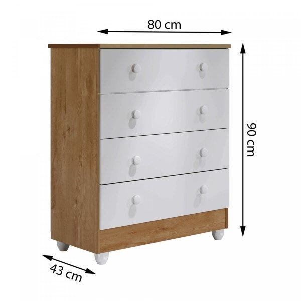 Quarto de Bebê Completo com Guarda-Roupa 3 Portas, Cômoda e Berço Mini Cama Allegra Espresso Móveis - 4