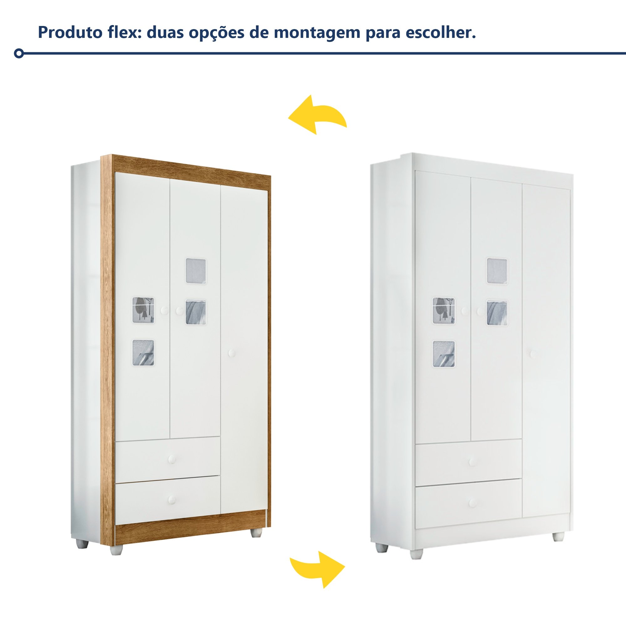 Quarto de Bebê Completo 100% MDF com Guarda Roupa 3 Portas, Cômoda e Berço Mini Cama Life Espresso Móveis - 3