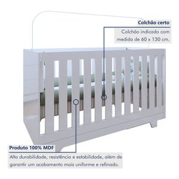 Quarto de Bebê Completo 100% MDF com Guarda Roupa 3 Portas, Cômoda e Berço Mini Cama Life Espresso Móveis - 11